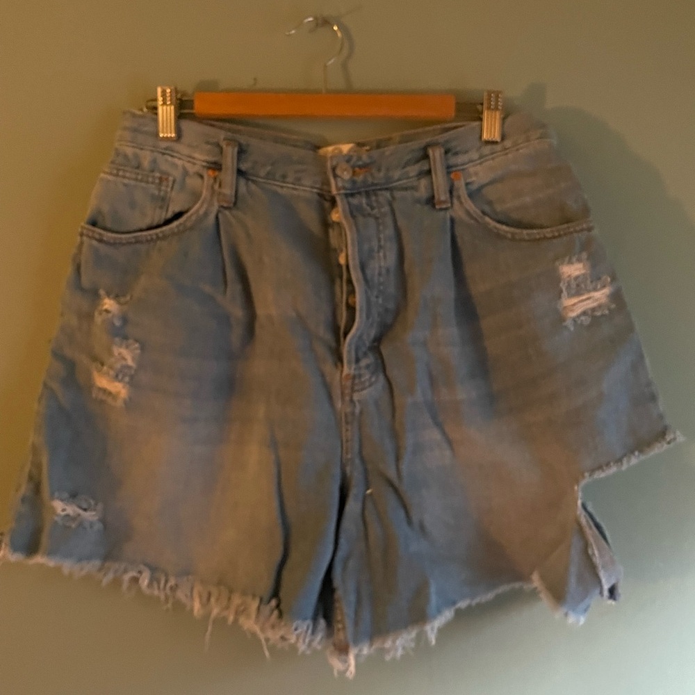 Distressed Blue Denim Shorts